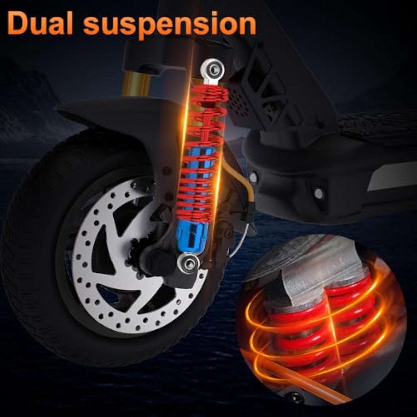 Electric Scooter, 1200W Motor, MAX 50 Miles Long Range & 31 mph Top Speed, with 10.5" Off Road Tires, Dual Brake & Dual Suspension Commuting E-Scooter for Adults and Teens