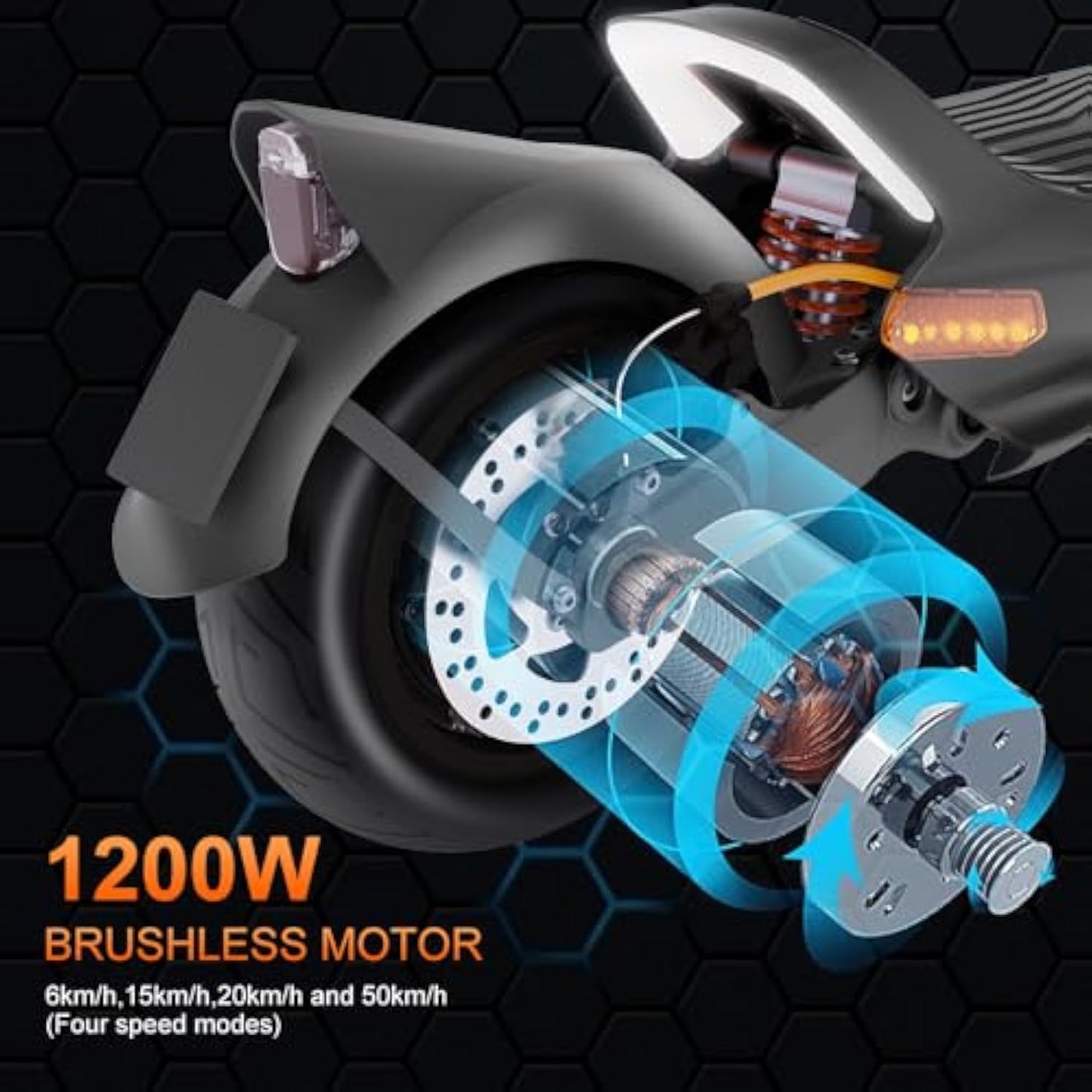 Electric Scooter, 1200W Motor, MAX 50 Miles Long Range & 31 mph Top Speed, with 10.5" Off Road Tires, Dual Brake & Dual Suspension Commuting E-Scooter for Adults and Teens
